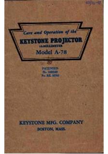 Keystone A 78 manual. Camera Instructions.